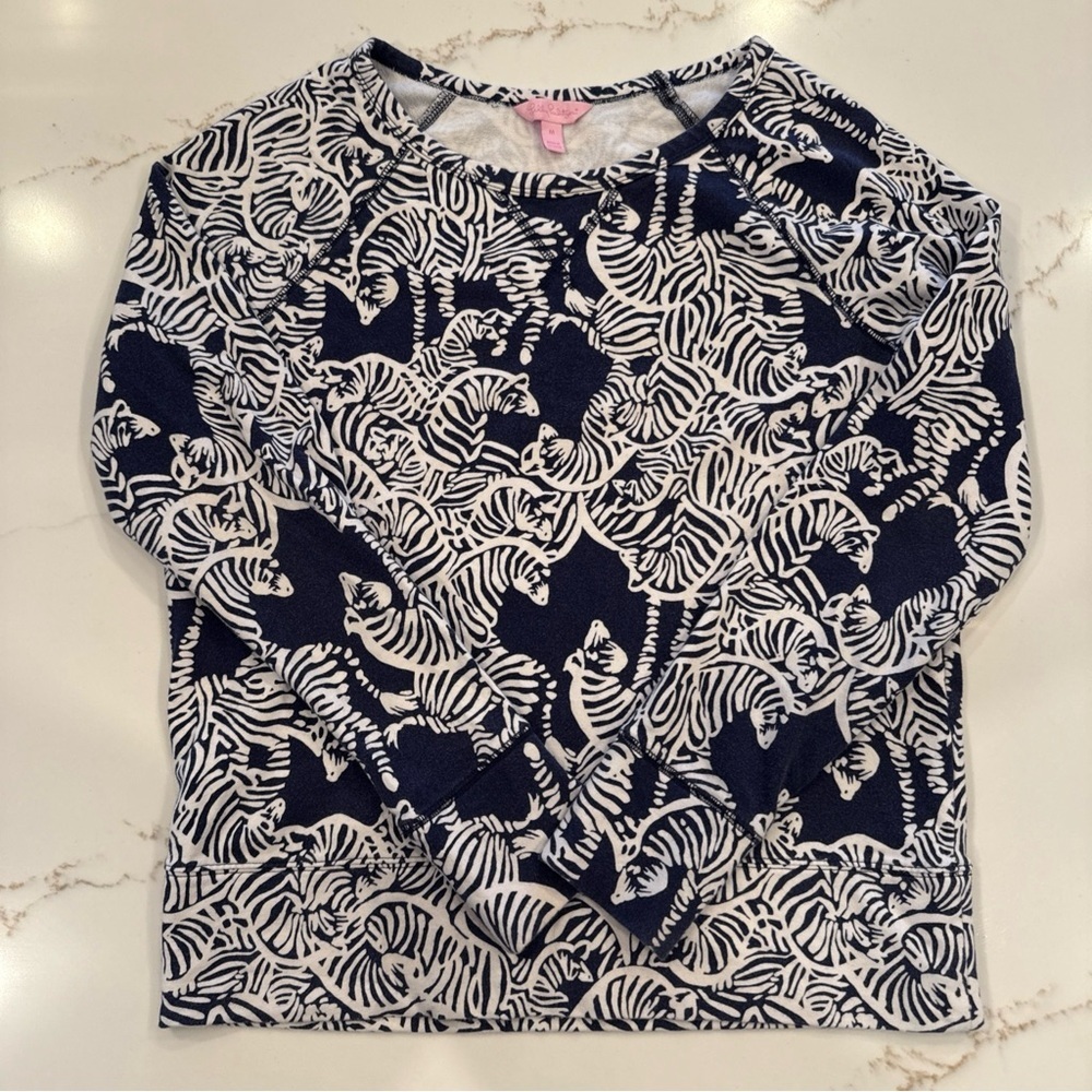 Lilly Pulitzer Zebra Print Sweatshirt - Navy and White